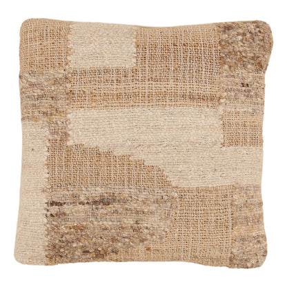 Sand Handwoven Jute and Wool Cover Pillow 20 in Wide
