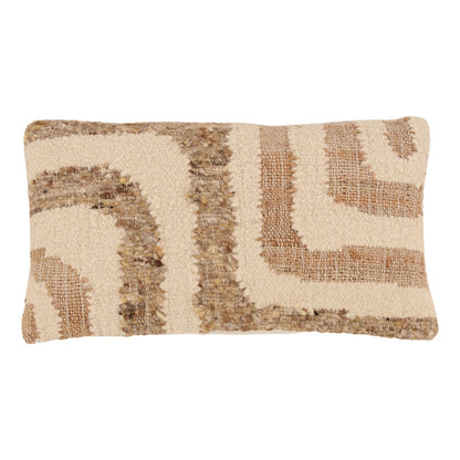 Sand Handwoven Jute and Wool Cover Pillow 24 in Wide