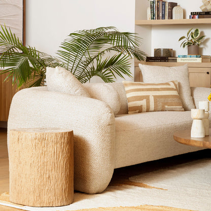 Sand Handwoven Jute and Wool Cover Pillow 24 in Wide