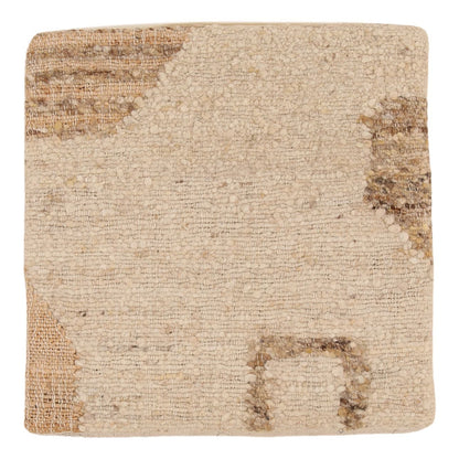 Cream Handwoven Jute and Wool Cover Pillow 20 in Wide