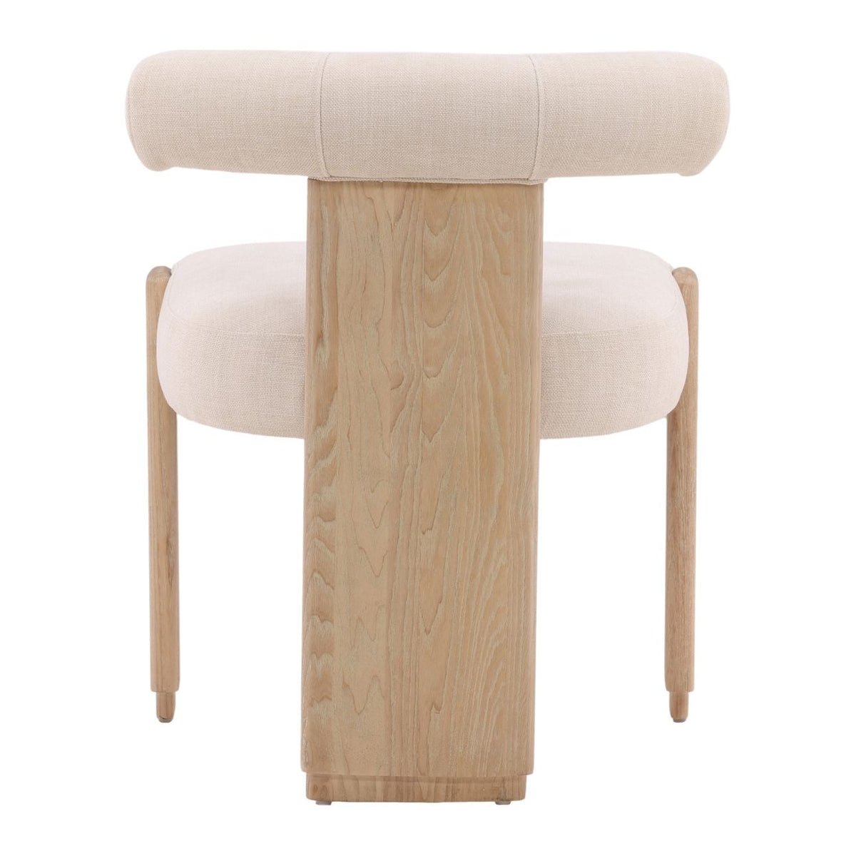 Crafted Two-Tone Basketweave Fabric and Rubber Wood Dining Chair