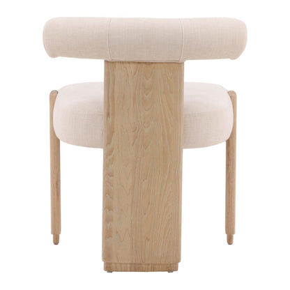 Crafted Two-Tone Basketweave Fabric and Rubber Wood Dining Chair