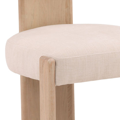 Crafted Two-Tone Basketweave Fabric and Rubber Wood Dining Chair