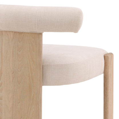 Crafted Two-Tone Basketweave Fabric and Rubber Wood Dining Chair