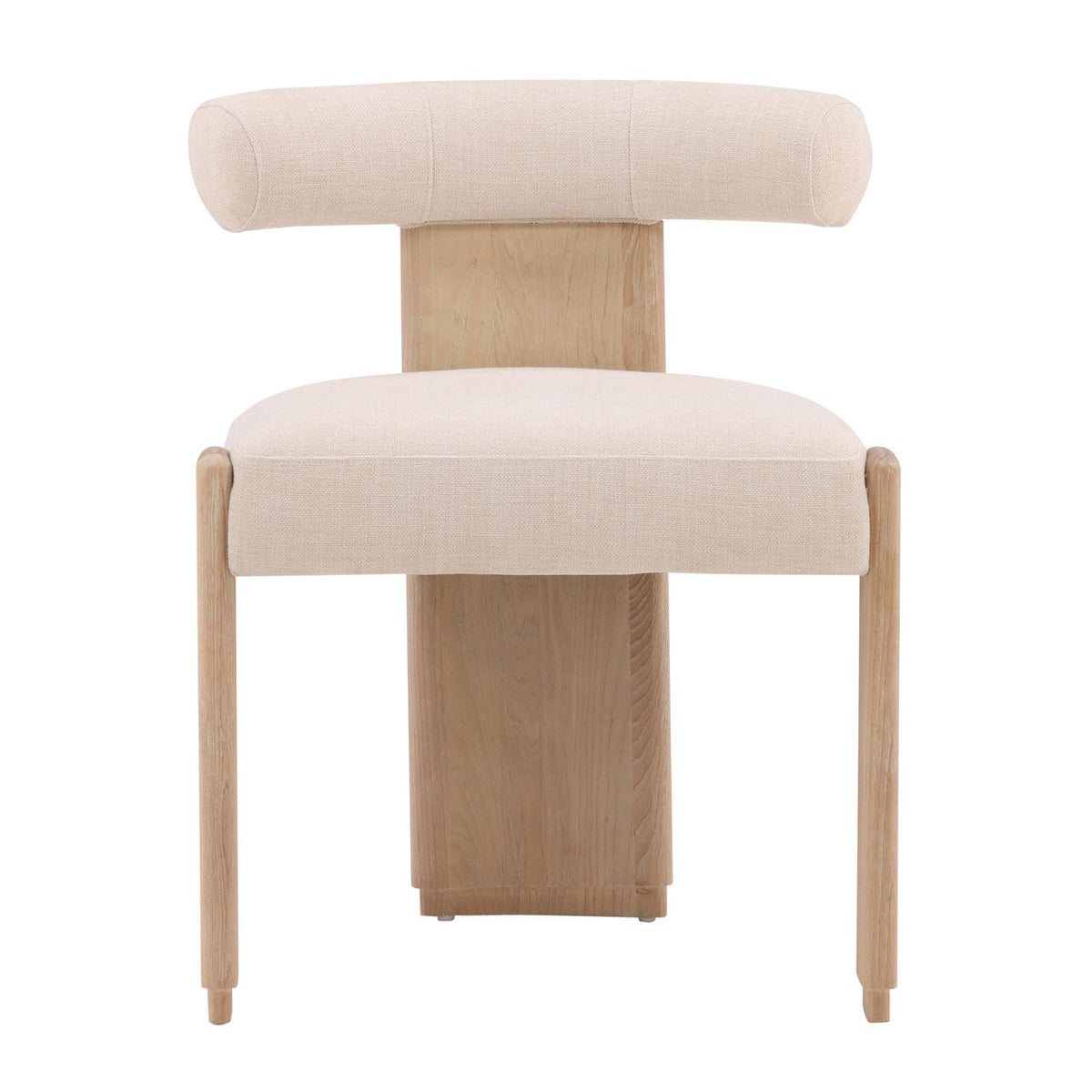 Crafted Two-Tone Basketweave Fabric and Rubber Wood Dining Chair