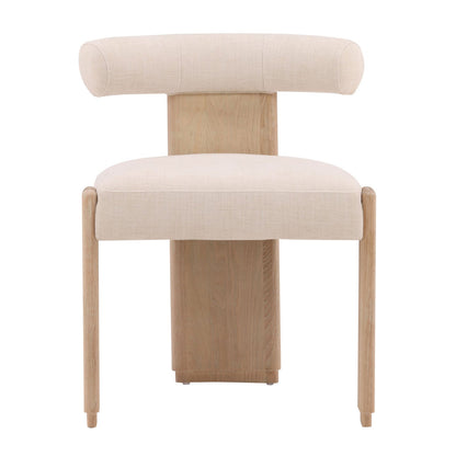Crafted Two-Tone Basketweave Fabric and Rubber Wood Dining Chair