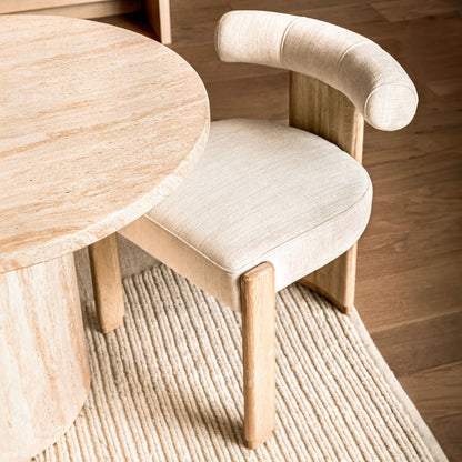 Crafted Two-Tone Basketweave Fabric and Rubber Wood Dining Chair