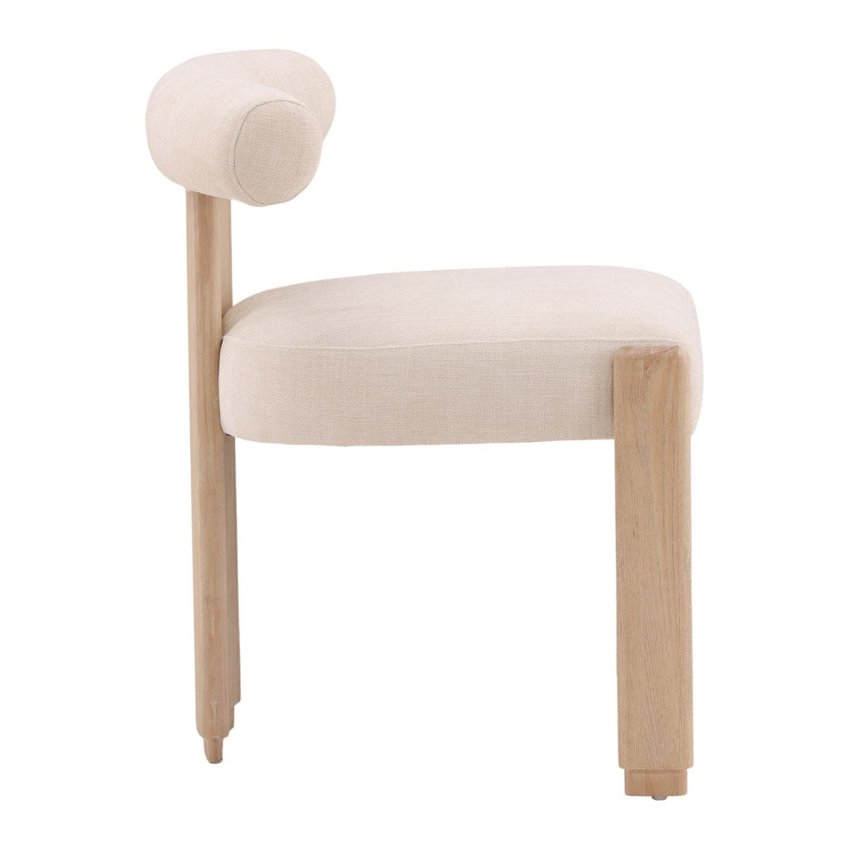 Crafted Two-Tone Basketweave Fabric and Rubber Wood Dining Chair