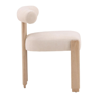 Crafted Two-Tone Basketweave Fabric and Rubber Wood Dining Chair