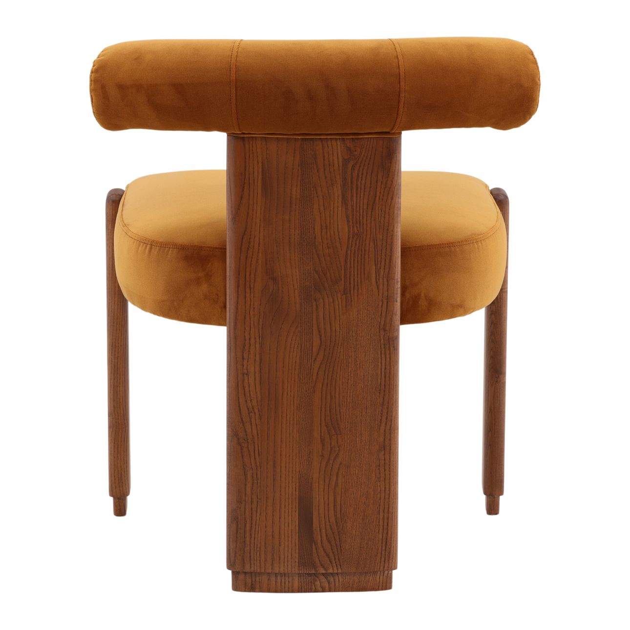 Hudson Ginger and Brown Polyester Velvet Fabric and Rubber Wood Chair 23 in Wide