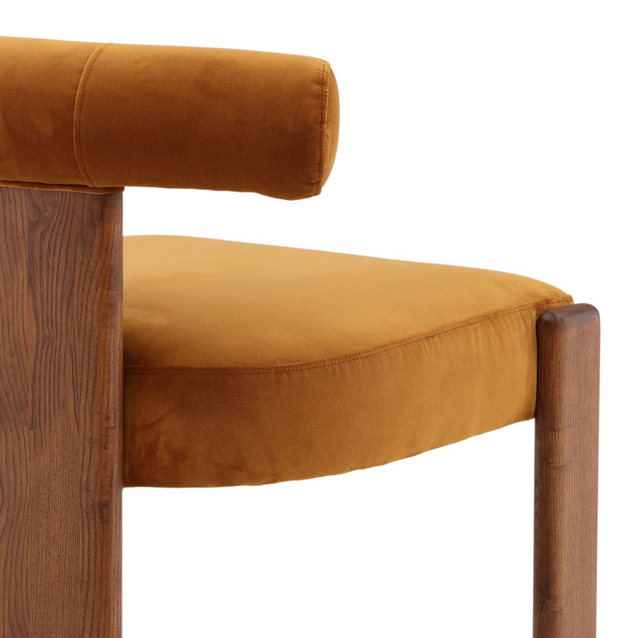 Hudson Ginger and Brown Polyester Velvet Fabric and Rubber Wood Chair 23 in Wide