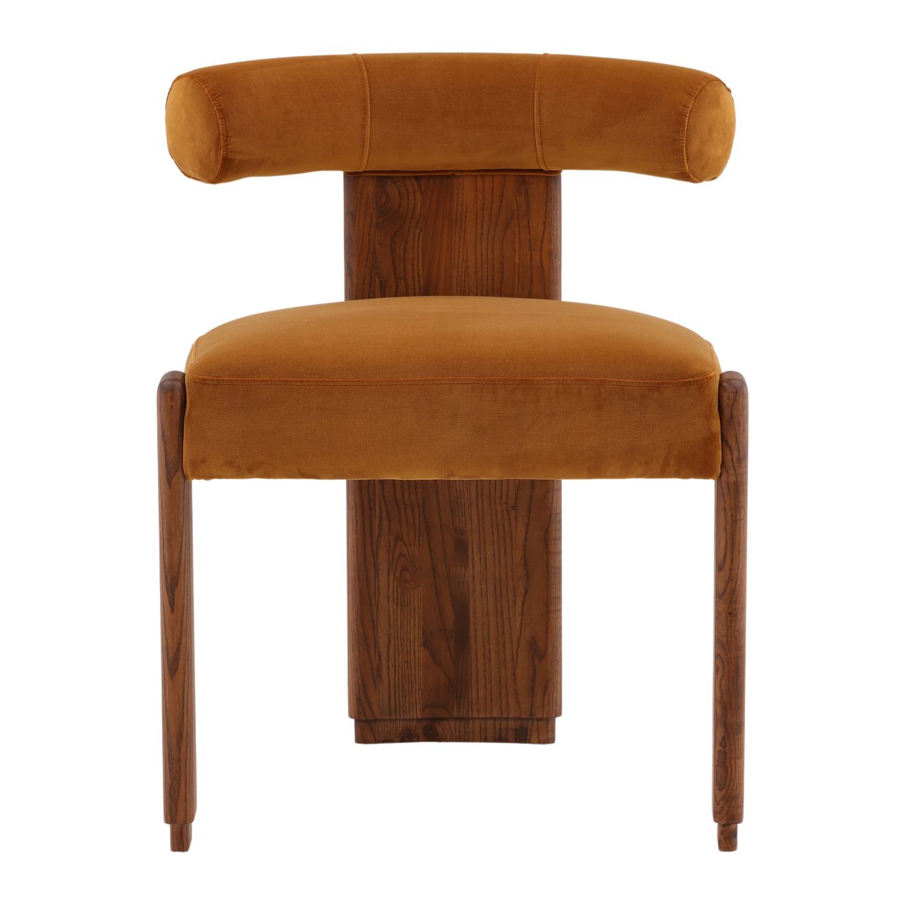 Hudson Ginger and Brown Polyester Velvet Fabric and Rubber Wood Chair 23 in Wide