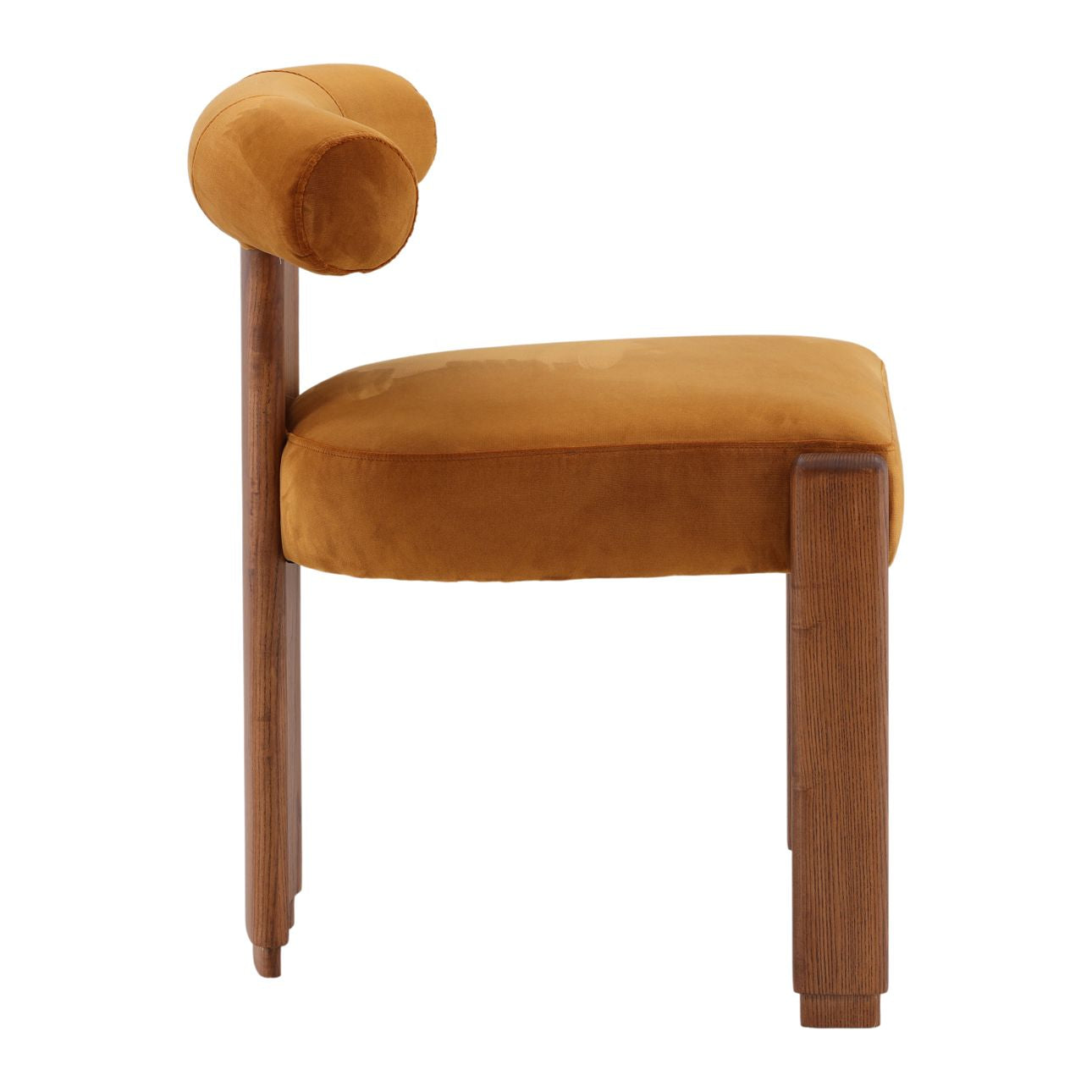 Hudson Ginger and Brown Polyester Velvet Fabric and Rubber Wood Chair 23 in Wide