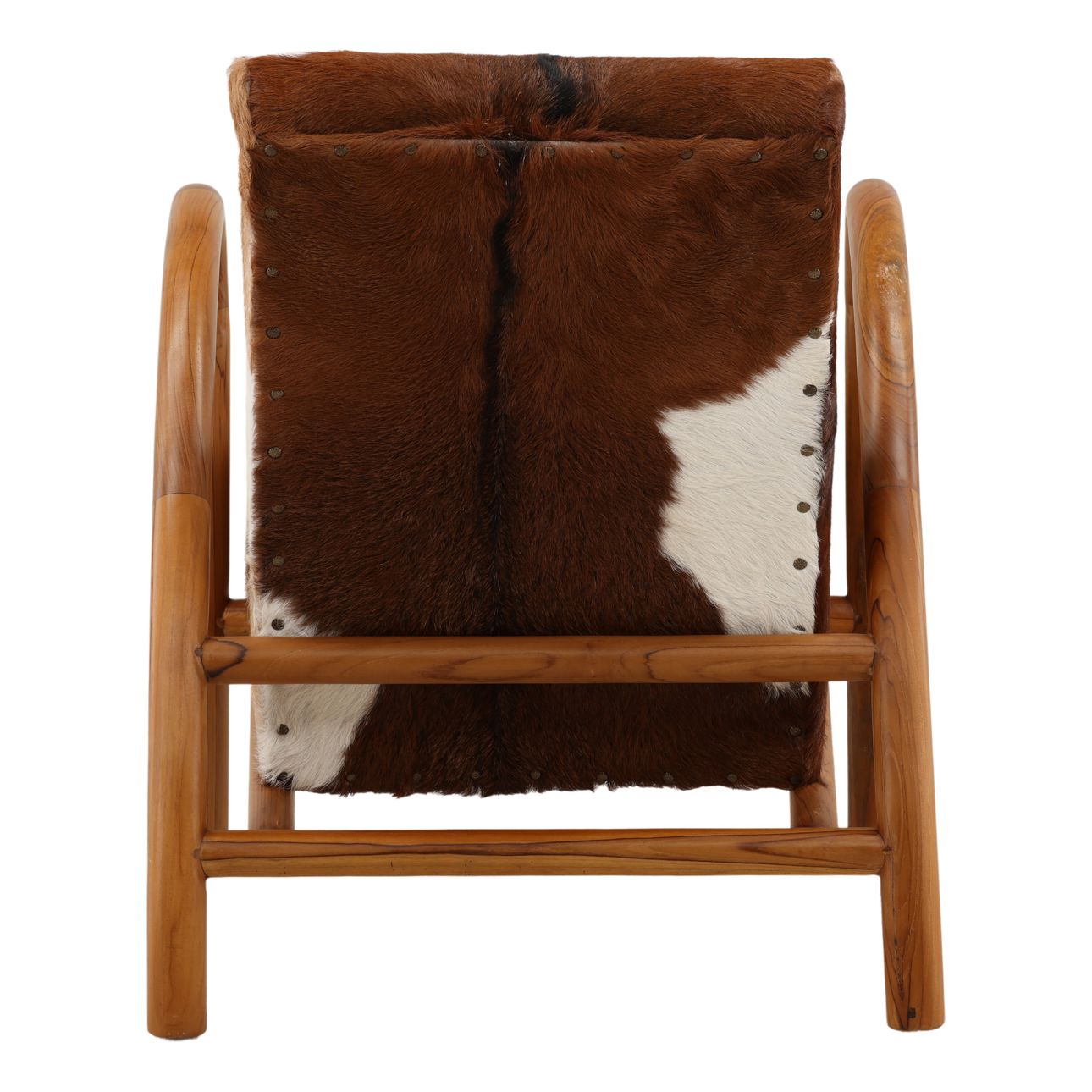 Brown and White Goat Hide and Teak Wood Chair 25.5 in Wide