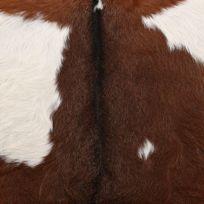 Brown and White Goat Hide and Teak Wood Chair 25.5 in Wide