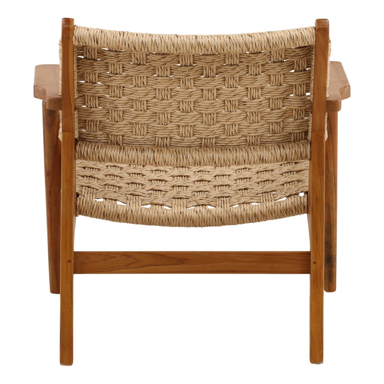Natural Synthetic Rattan and Teak Wood Chair 29 in Wide