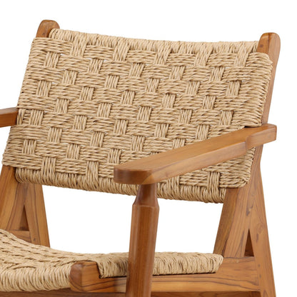 Natural Synthetic Rattan and Teak Wood Chair 29 in Wide