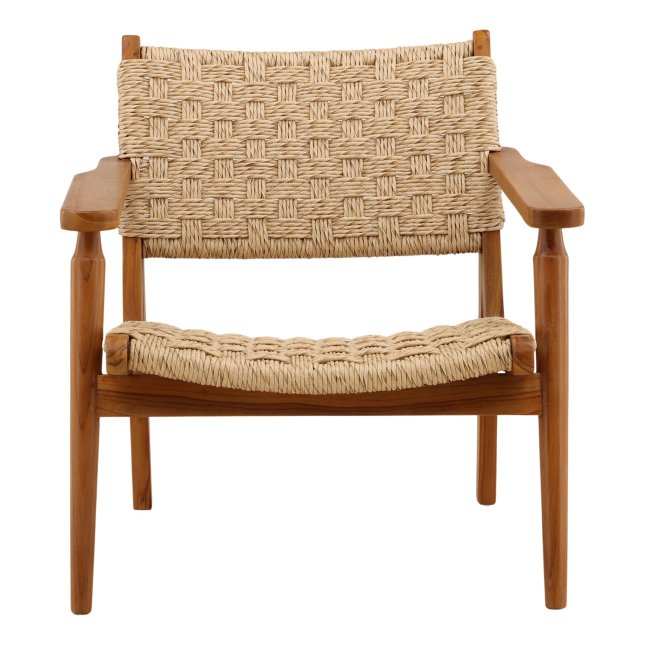 Natural Synthetic Rattan and Teak Wood Chair 29 in Wide