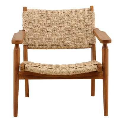 Natural Synthetic Rattan and Teak Wood Chair 29 in Wide