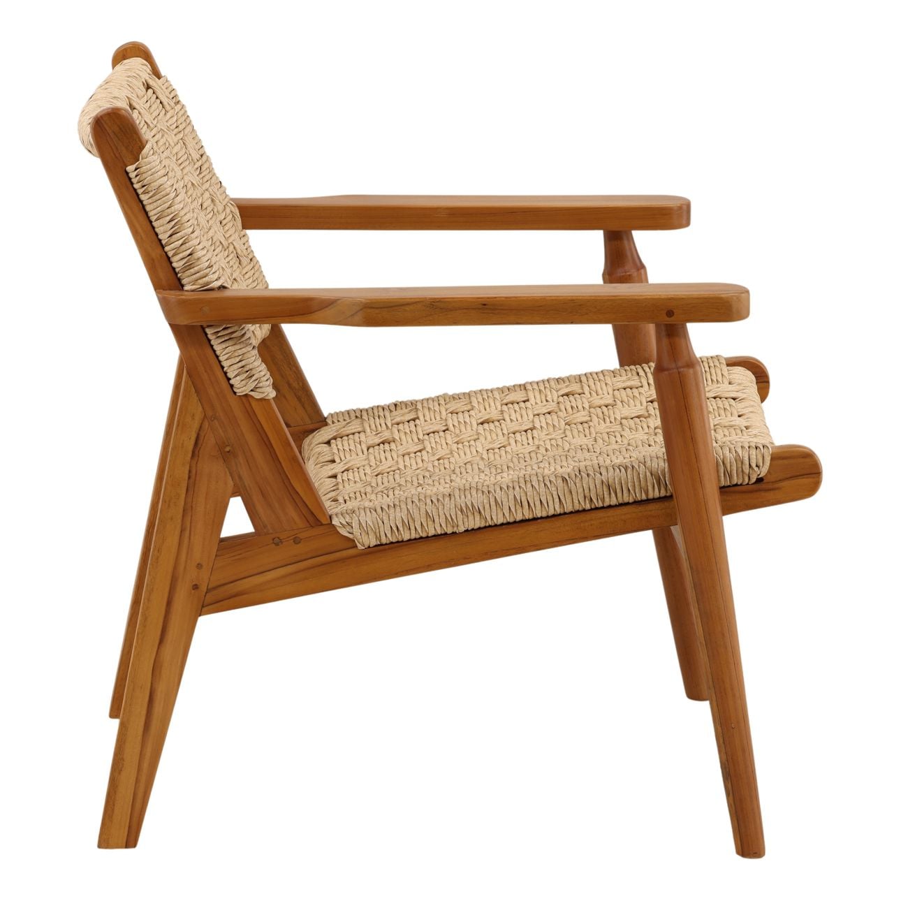 Natural Synthetic Rattan and Teak Wood Chair 29 in Wide