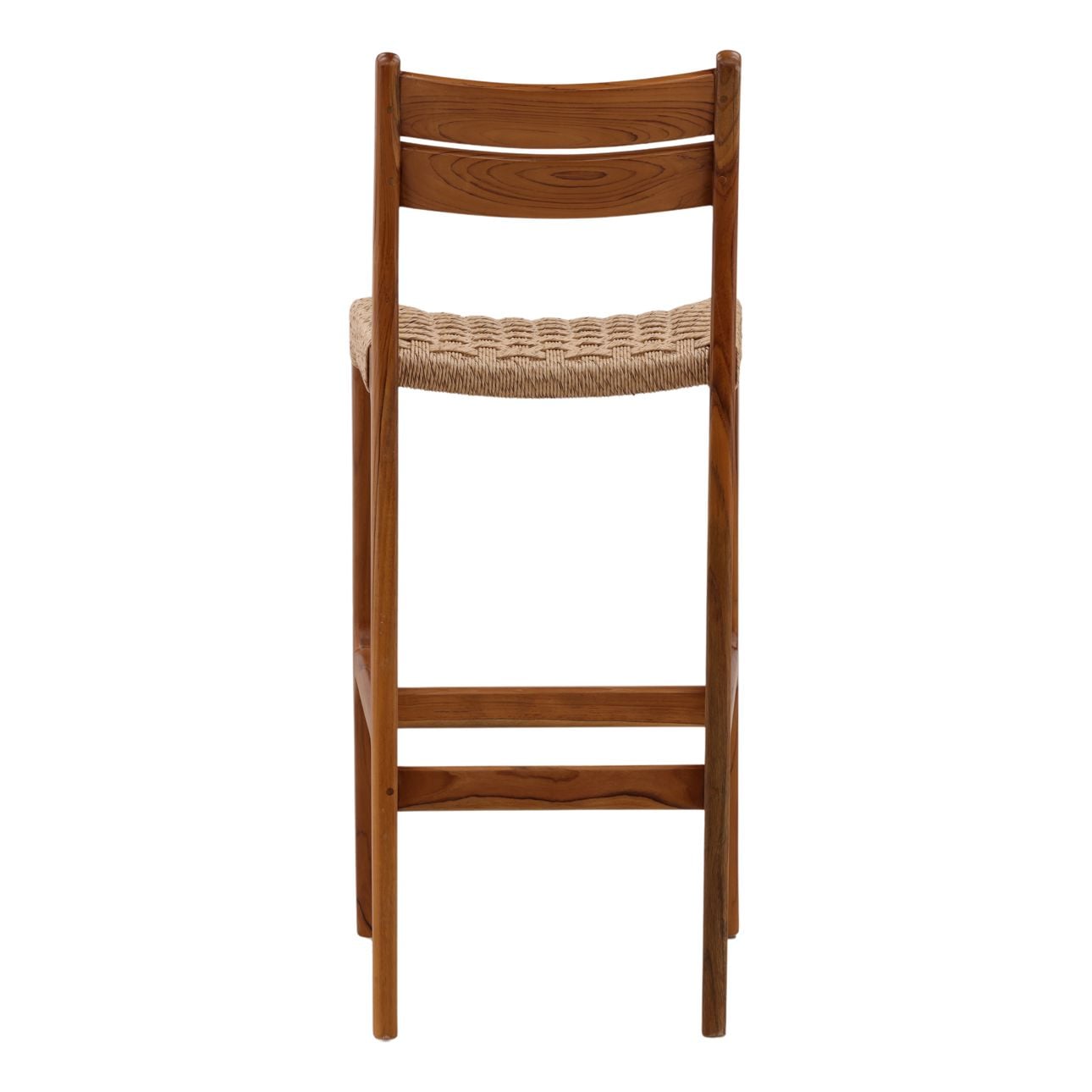 Natural Synthetic Rattan and Teak Wood Stool 18 in Wide