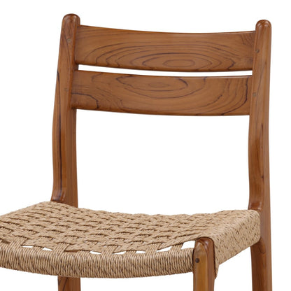 Natural Synthetic Rattan and Teak Wood Stool 18 in Wide