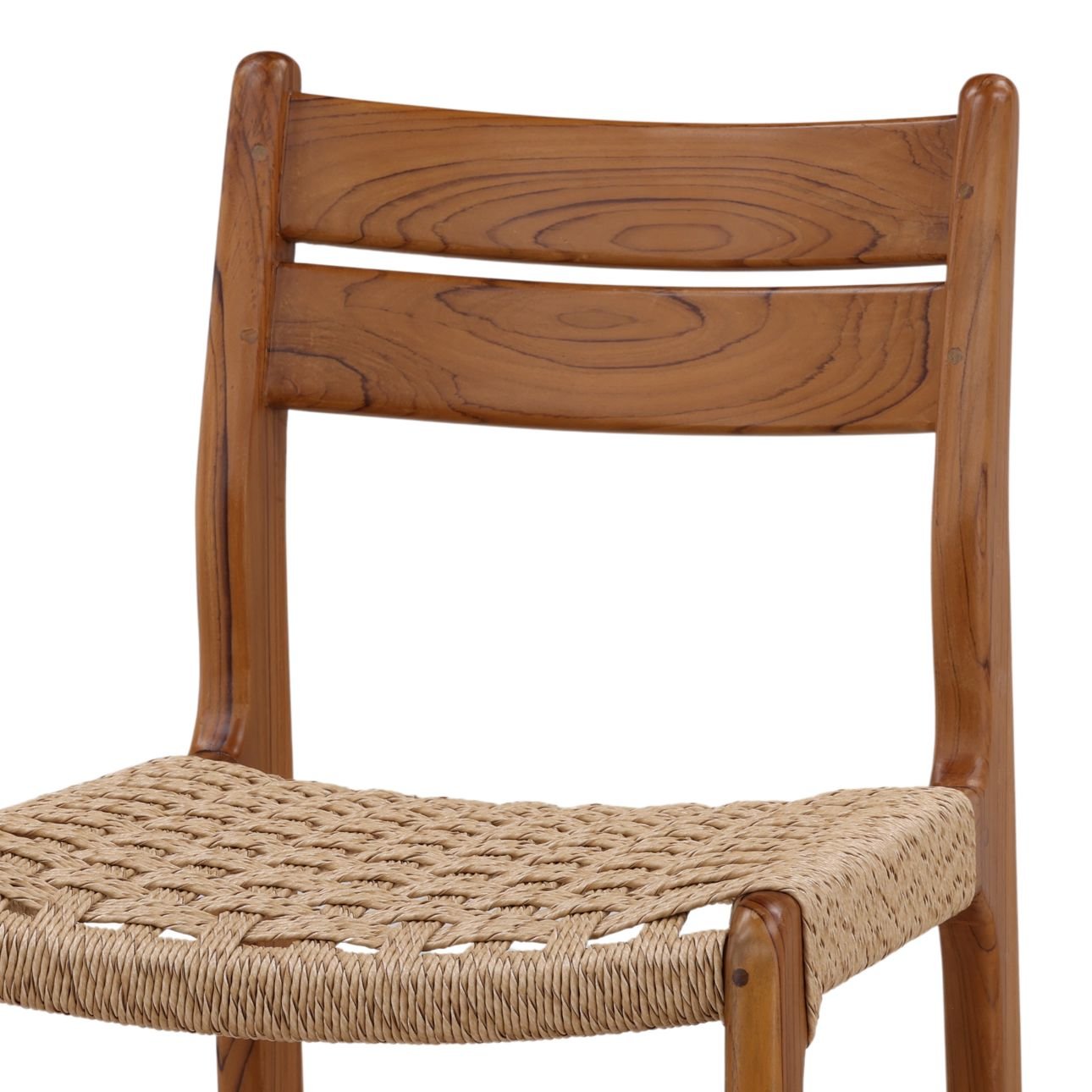 Natural Synthetic Rattan and Teak Wood Stool 18 in Wide