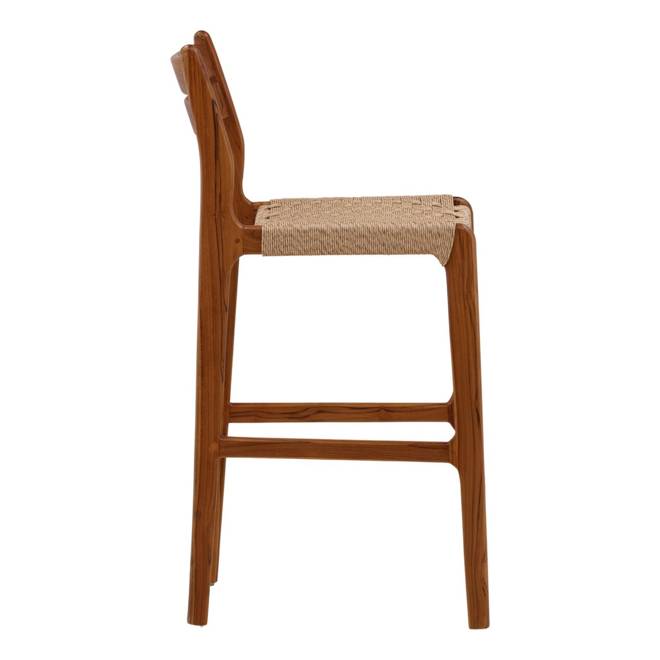 Natural Synthetic Rattan and Teak Wood Stool 18 in Wide
