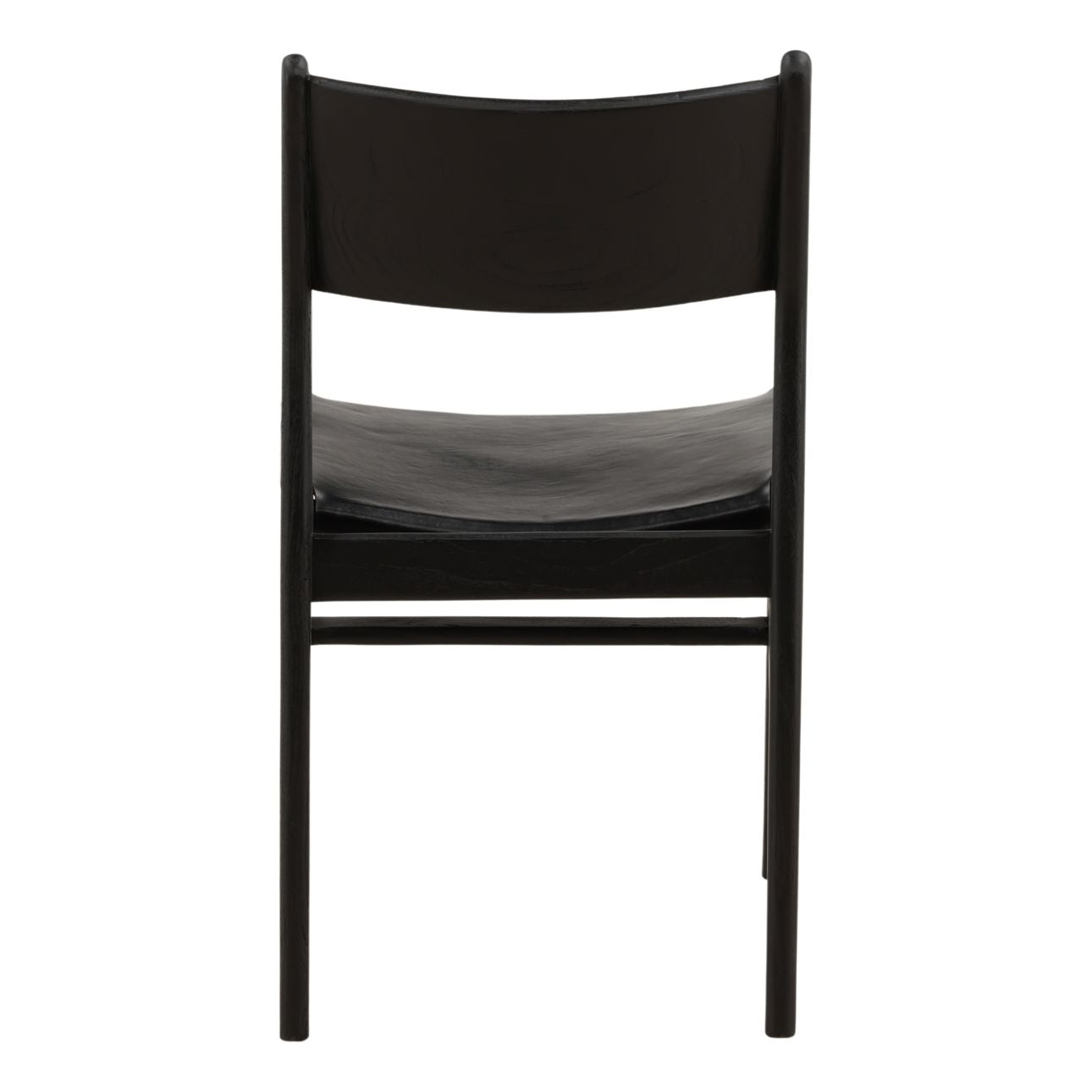 Black Genuine Leather and Teak Wood Chair 19.5 in Wide