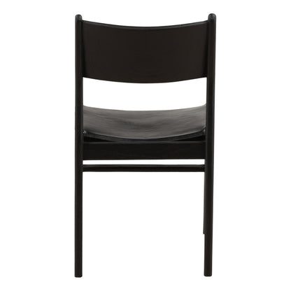 Black Genuine Leather and Teak Wood Chair 19.5 in Wide