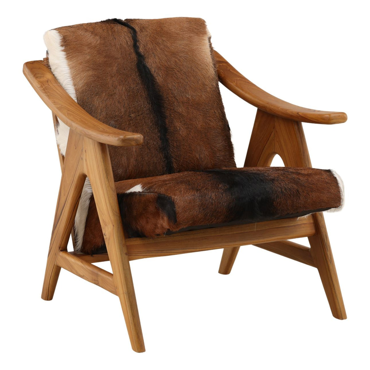 Curated Goat Hide and Teak Wood Home Accent