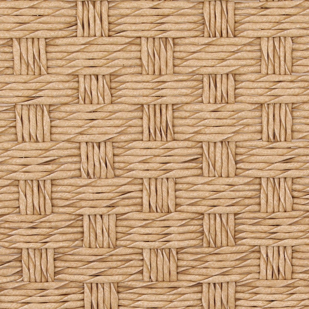 Natural Synthetic Rattan and Teak Wood Ottoman 24.5 in Wide