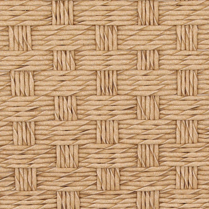 Natural Synthetic Rattan and Teak Wood Ottoman 24.5 in Wide