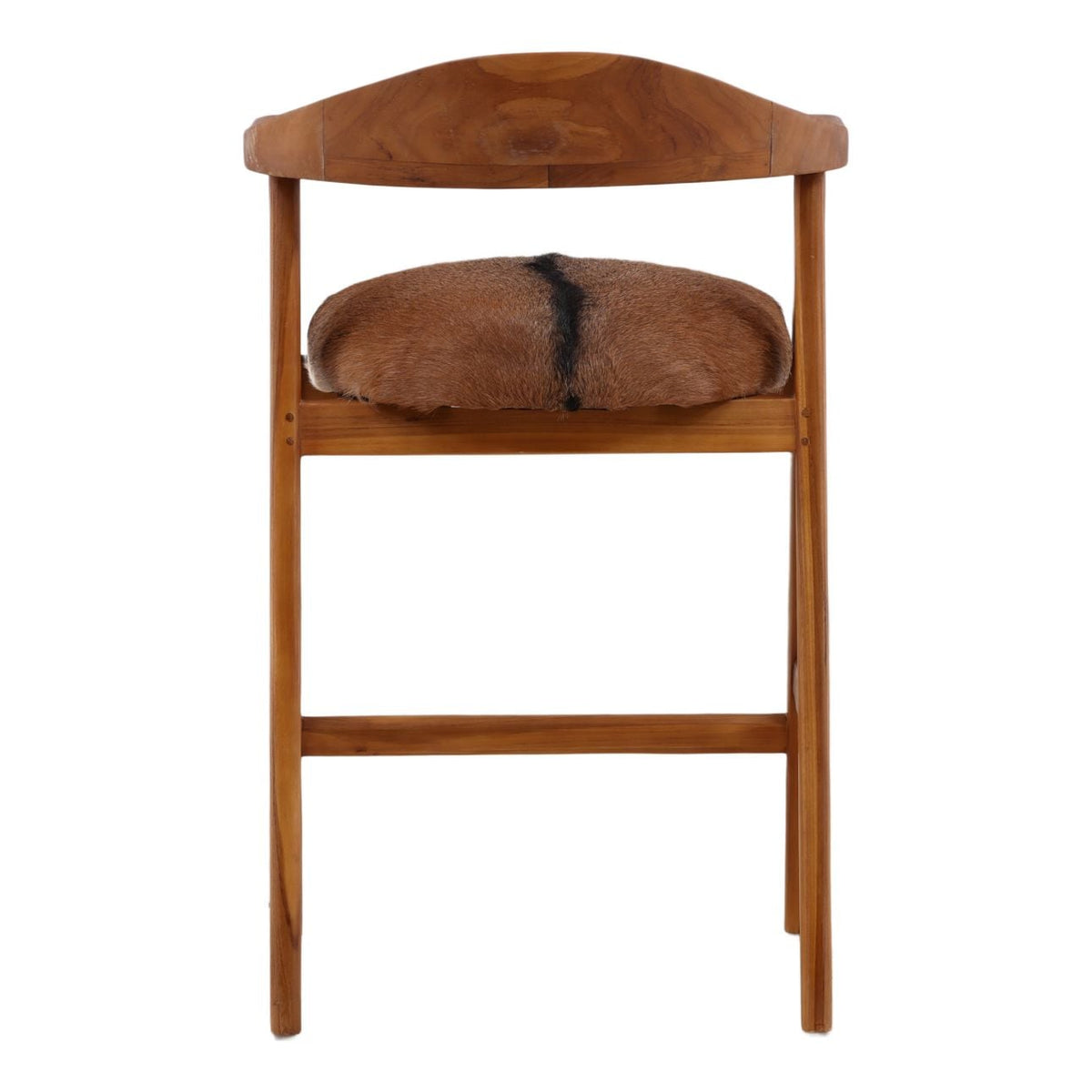Signature Teak Wood and Goat Hide Counter Stool