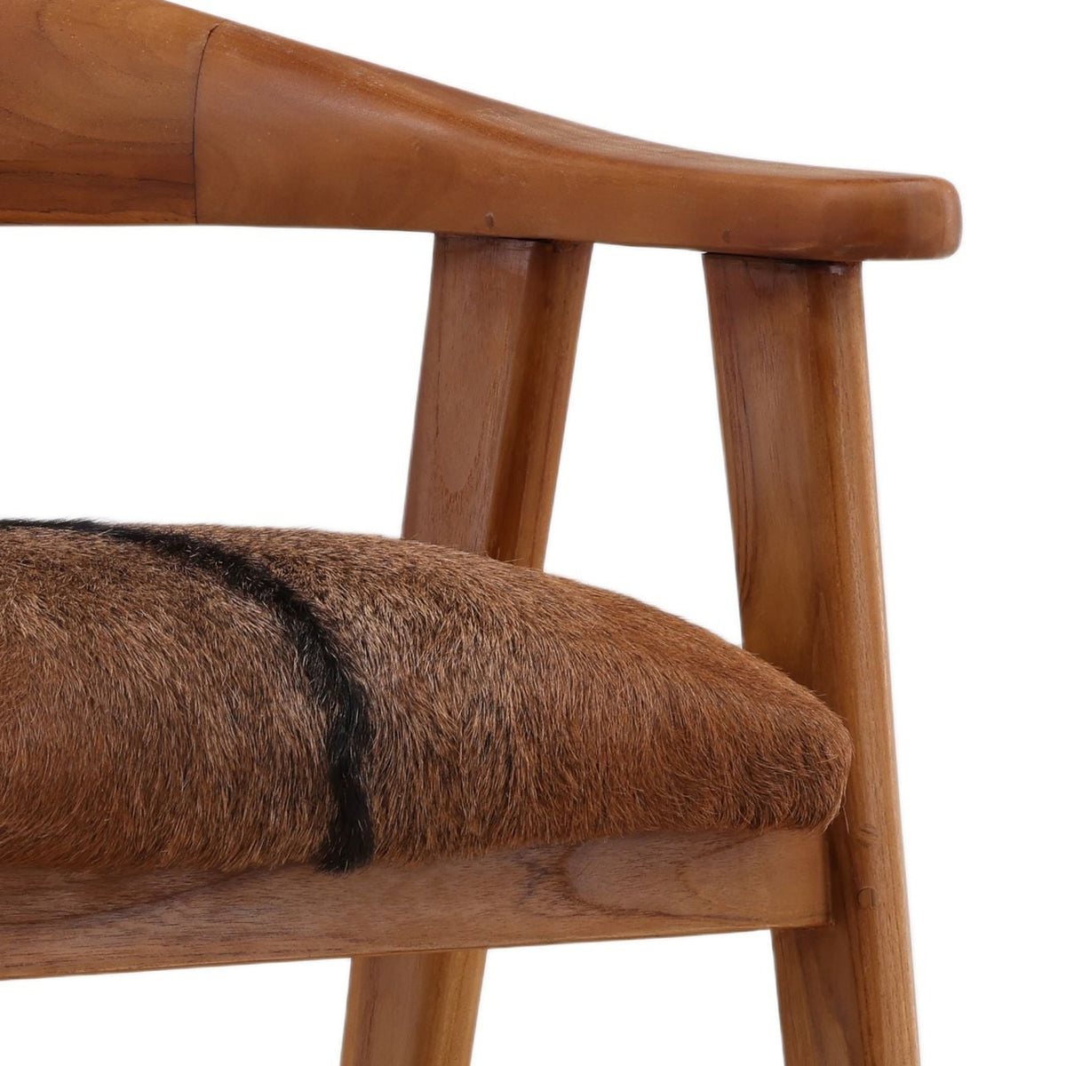 Signature Teak Wood and Goat Hide Counter Stool