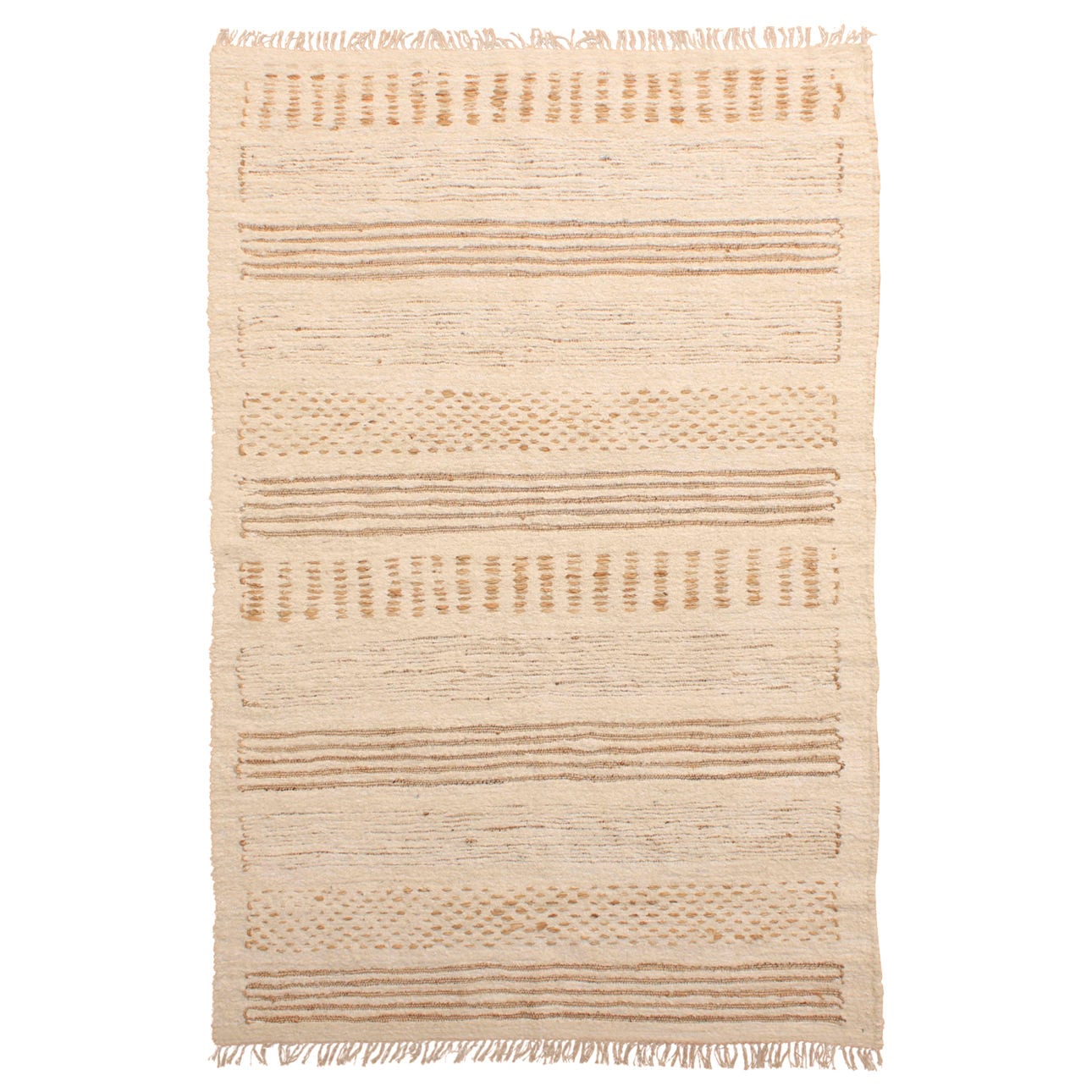 Ivory Handwoven Reclaimed Jute and Cotton Rug 96.5 in Wide