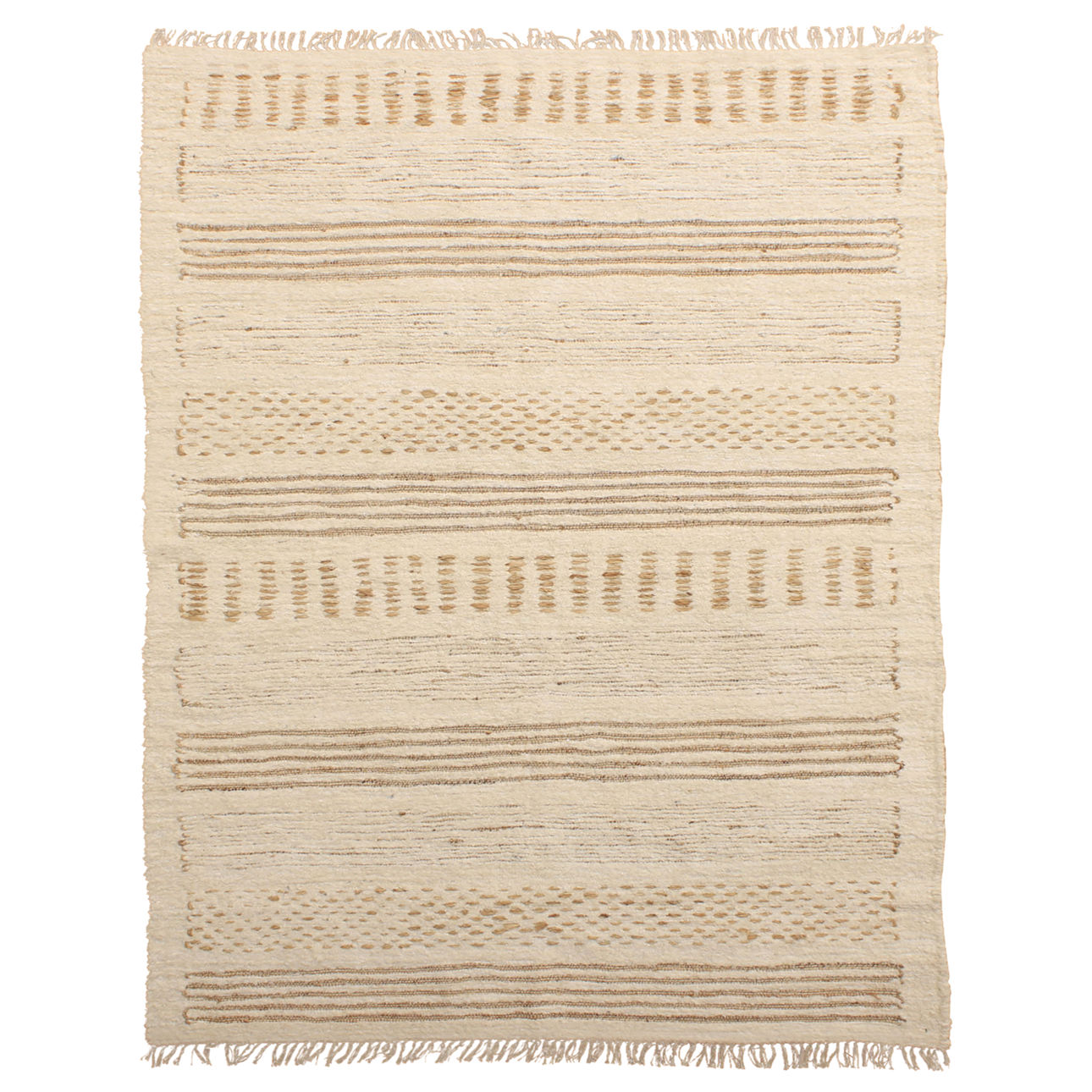 Ivory Handwoven Reclaimed Jute and Cotton Rug 96.5 in Wide