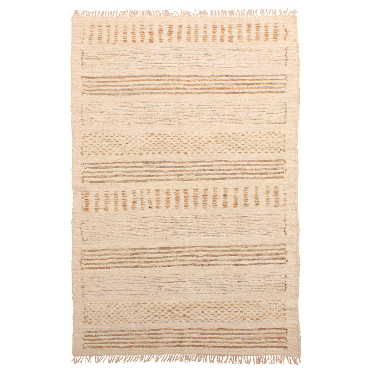 Ivory Handwoven Reclaimed Jute and Cotton Rug 96.5 in Wide