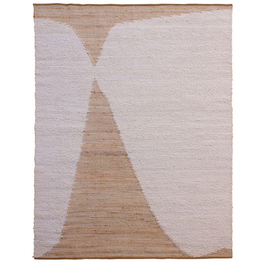 Ivory Handwoven Wool and Jute Rug 96 in Wide