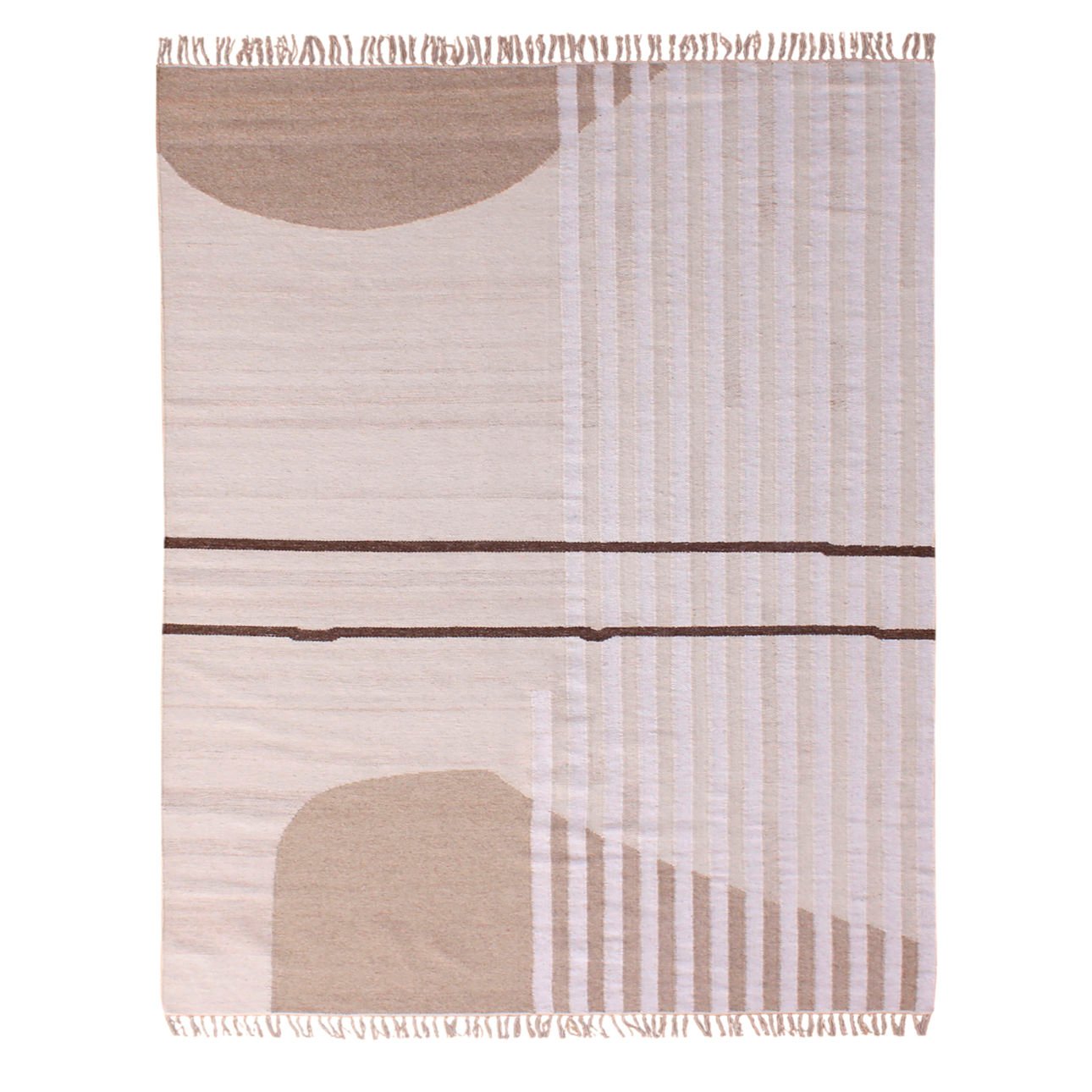 Ivory Handwoven Wool Rug 108 in Wide