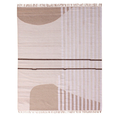 Ivory Handwoven Wool Rug 108 in Wide