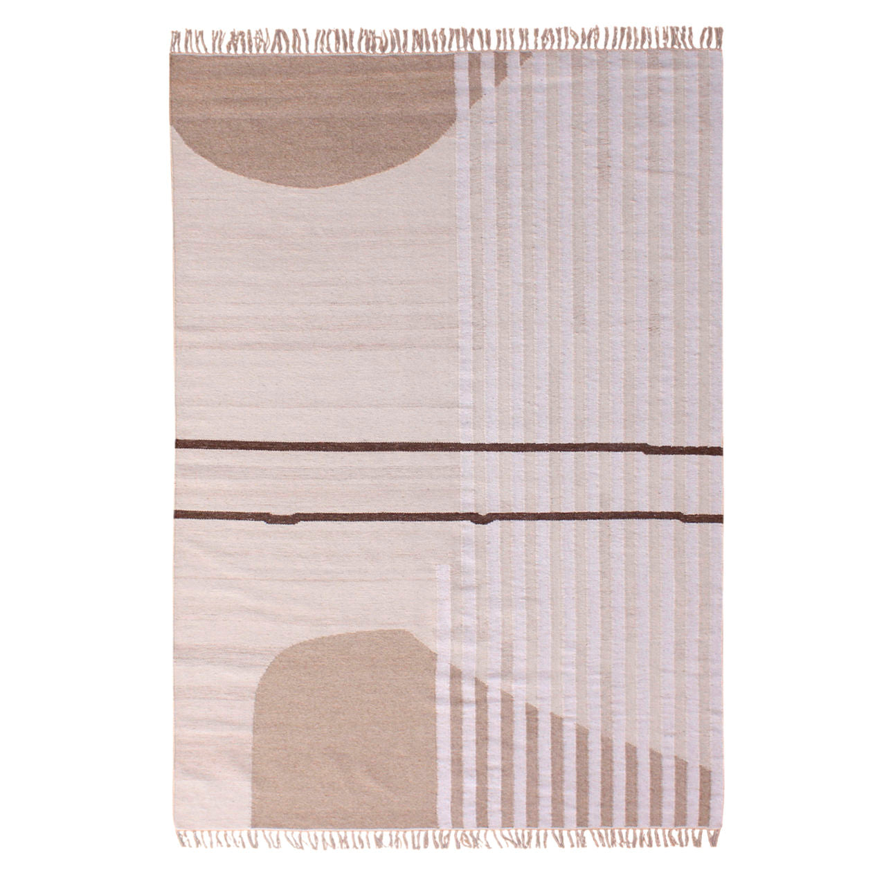 Ivory Handwoven Wool Rug 108 in Wide