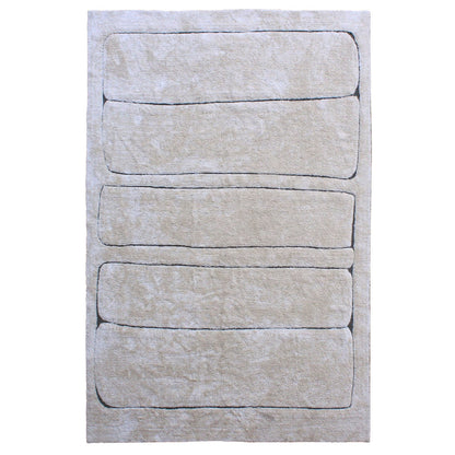 Ivory Tufted Cotton Rug 96 in Wide