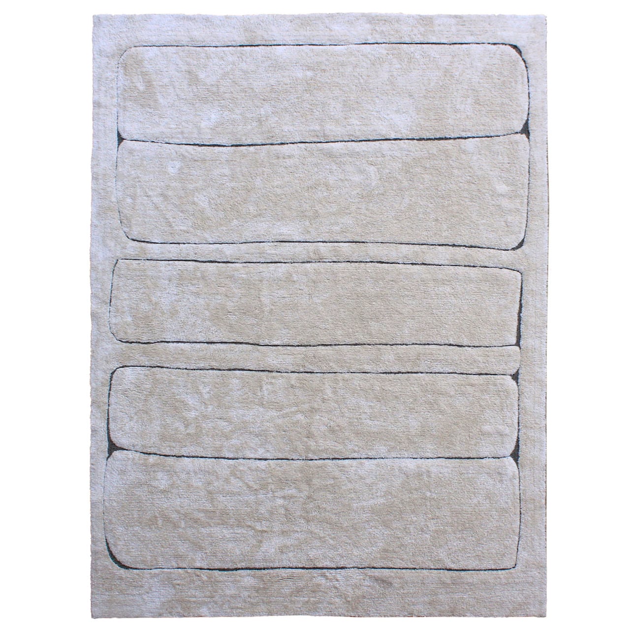 Ivory Tufted Cotton Rug 96 in Wide
