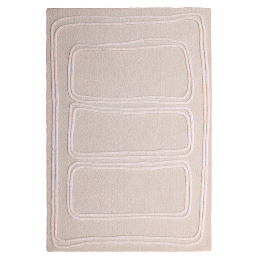Ivory Handwoven Wool Rug 72.5 in Wide