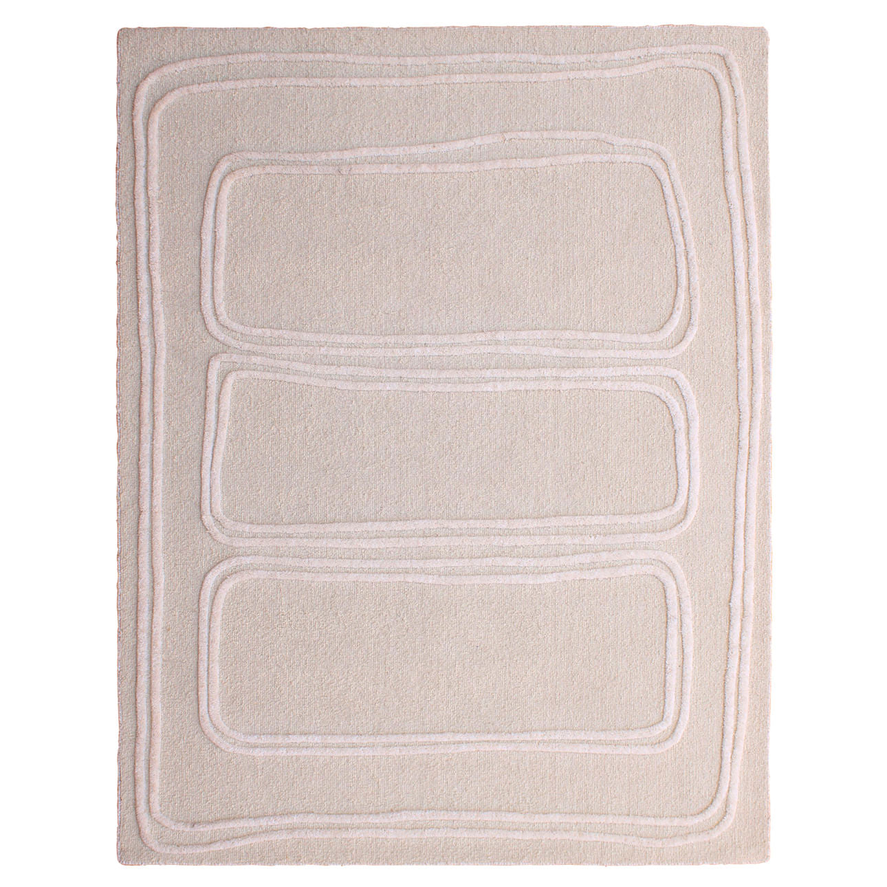 Ivory Handwoven Wool Rug 72.5 in Wide
