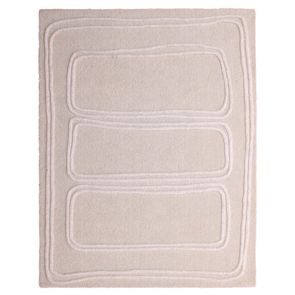 Ivory Handwoven Wool Rug 72.5 in Wide
