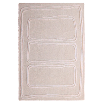 Ivory Handwoven Wool Rug 72.5 in Wide