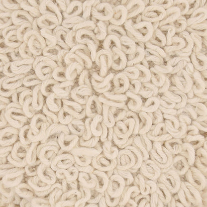 Ivory Handwoven Wool and Wood Stool 16 in Wide