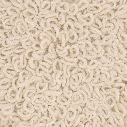 Ivory Handwoven Wool and Wood Stool 16 in Wide